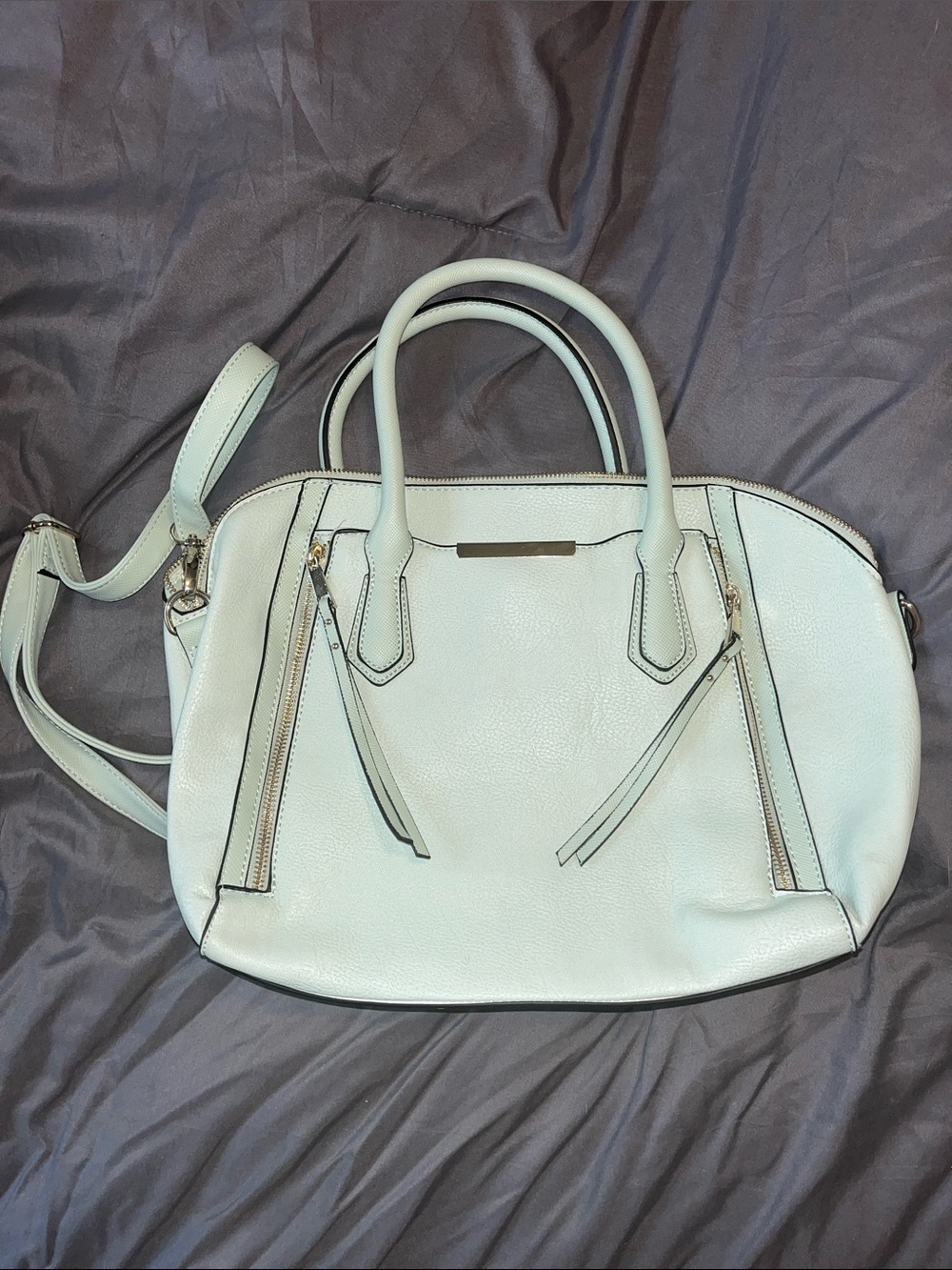 Mossimo Supply Co. Mint Pebbled Satchel with Top Handles and Crossbody Strap